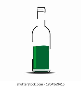 vector line forming green bottles and water, icons and symbols