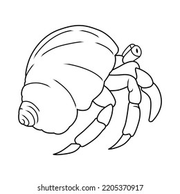 vector line forming hermit crab