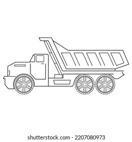 vector line forming old mine truck icon