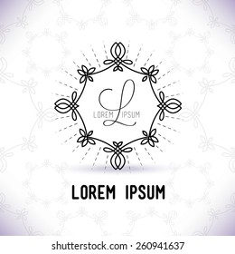 Vector line frame design elements for logos,ornament and decoration, emblem, logo, background, frames and borders in modern style, mono line style, monogram floral for you logotype.