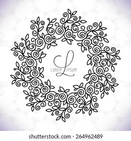 Vector line frame design elements for logos,ornament and decoration, emblem, logo, background, frames and borders in modern style, mono line style, floral for you logotype.