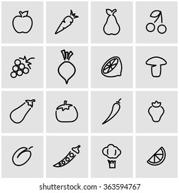 Vector line fruit an vegetablees icon set