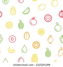 Vector line fruits icons pattern or background illustration
