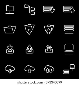 Vector line ftp icon set.