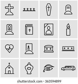 Vector Line Funeral Icon Set.