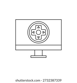 Vektor Linie Spiel Joystick auf dem Bildschirm des Computers