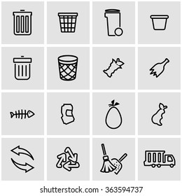 Vector Line Garbage Icon Set. 