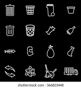 Vector line garbage icon set.