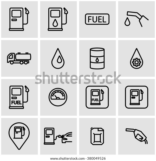 Vector line gas station icon\
set