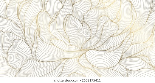 Patrón abstracto de la flor del oro de la línea del Vector, ornamento elegante del lujo de la flor, pétalos y textura de las hojas. Diseño real del follaje de la belleza, fondo.