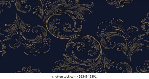 Vector line gold lotus flowers background, floral luxury nature illustration. Asian botanical drawing, oriental graphic