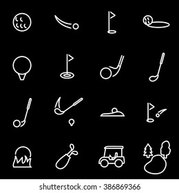 Vector line golf icon set.