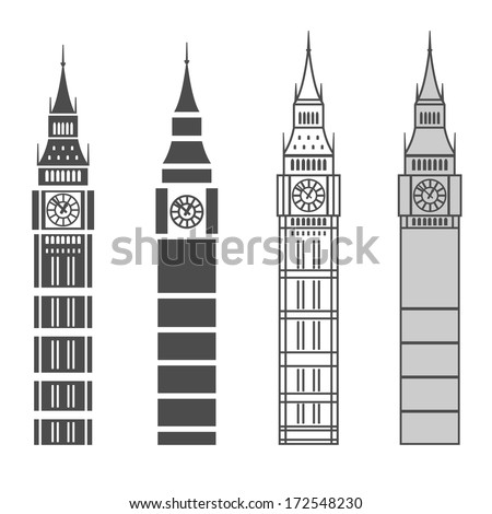 vector line graphic big ben set