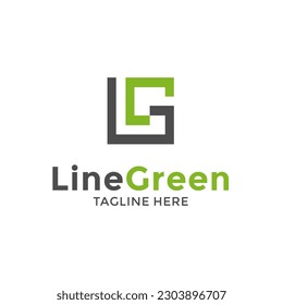 Vector line green geometric logo design