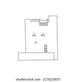 Vektorgrafik mit handgezeichneter Illustration mit Schloss Kolossi. Limassol, Zypern. Stone Mittelalterliche griechische Architektur