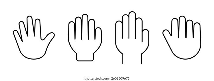 Vector line hand icon set vector illustration. Simple style hand icon.