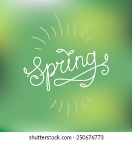 Vector line hand lettering - spring - letters and leaves