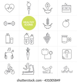 Vector line healthy icon set design