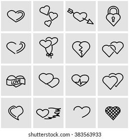 Vector line heart icon set