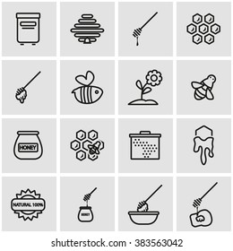 Vector line honey icon set