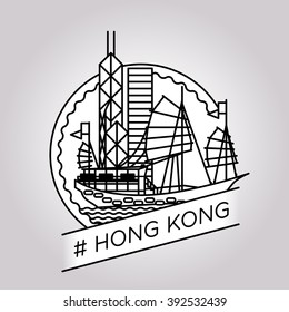 vector line hong kong badge