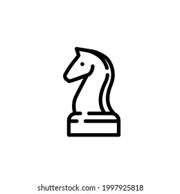 Vector line horse icon. Chess figure logo. Simple graphic sign for game, sport or marketing.
