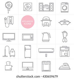 Vector Line Household appliances icon set design.ai