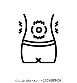 Icono de línea de Vector para calambres abdominales
