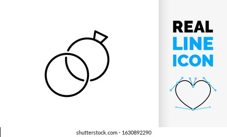 Vector line icon about global warming as a melting iceberg from de north or south pole with a polar bear as endangered animal in a black illustration symbol style on a white background