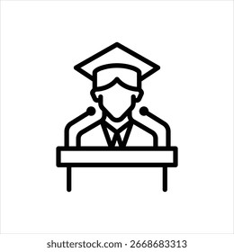 Ícone de linha de vetor para realização acadêmica