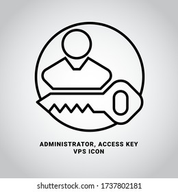 Vector line icon of Administrator Access Key, IT Division. An illustration graphic simple outline icons, thin line, perfect for Website, Mobile Apps, System Admin, VPS Provider, or any business.
