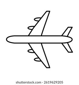 Vector line icon with airplane isolated on white background.	