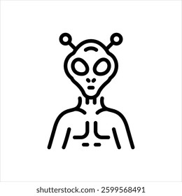 Vector line icon for alien
