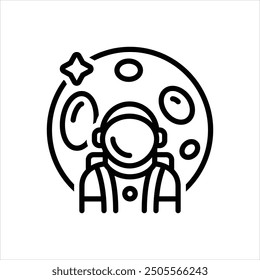 Vector line icon for astronaut
