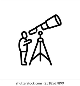 Vector line icon for astronomy