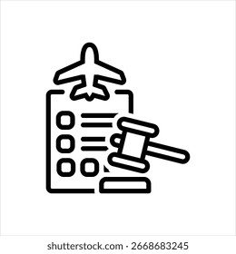Icono de la línea de Vector para las regulaciones de aviación