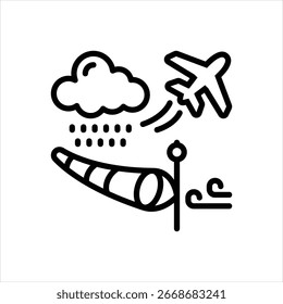 Icono de línea de Vector para Clima de aviación