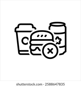 Vector line icon for avoid junk food