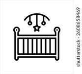 Vector line icon for baby bed