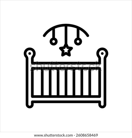 Vector line icon for baby bed