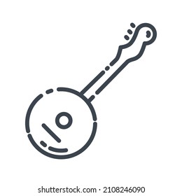 Vector line icon of banjo. Musical strings instrument icon.