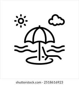 Icono de línea de Vector para sombrilla de playa