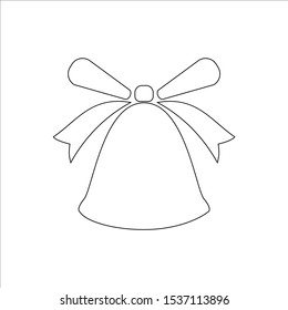 Vector Line Icon Of Bell. Eps 10. Christmas bell with bow