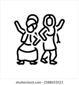 Vector line icon for bhangra dance
