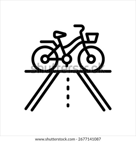 Vector line icon for bicycle lane