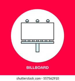 Vector line icon of billboard. Advertising flat sign.
