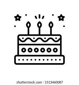 Vector line icon for birthday cake
