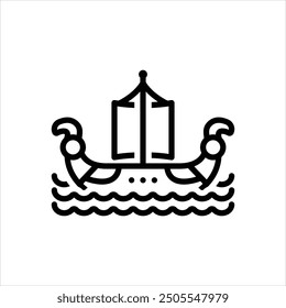 Vector line icon for boat turtle