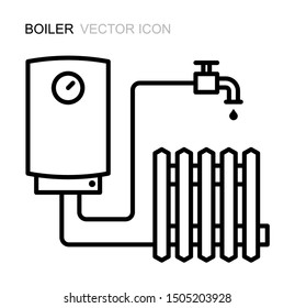 Vector Line Icon Boiler Symbol Heating Stock Vector (Royalty Free ...