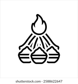 Vector line icon for bonfire